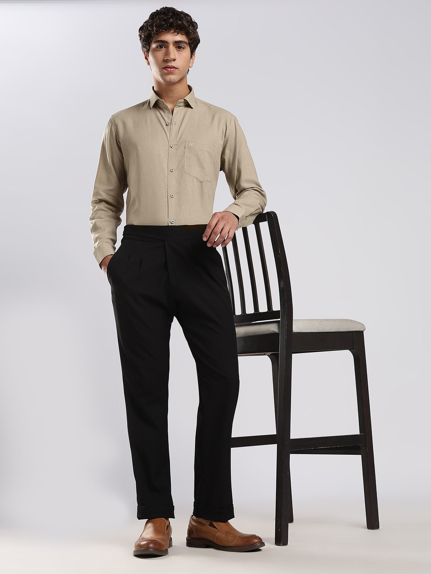 Men's Desert Taupe European Linen Shirt