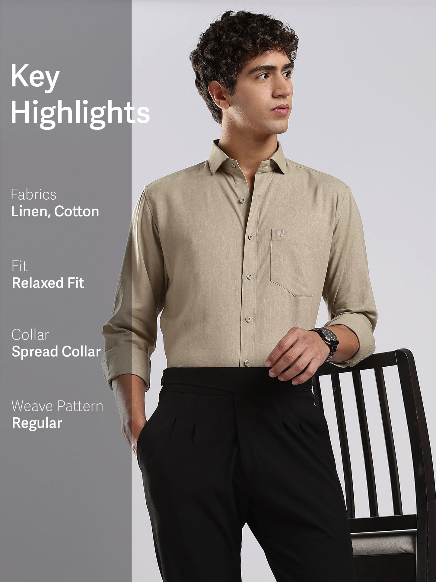 Men's Desert Taupe European Linen Shirt