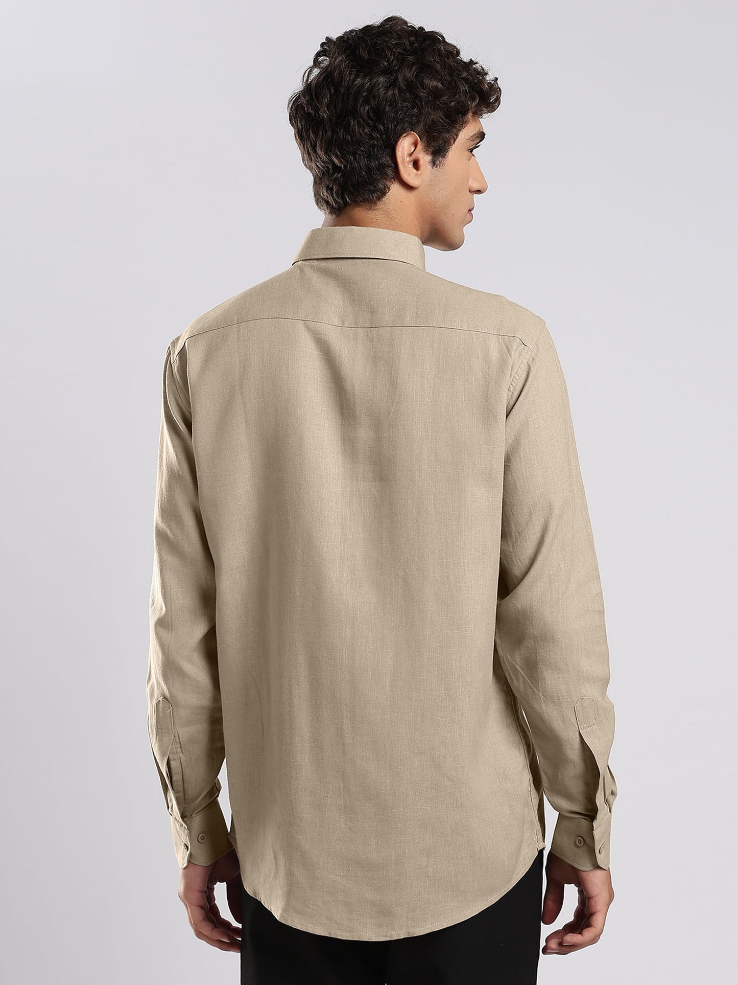Men's Desert Taupe European Linen Shirt
