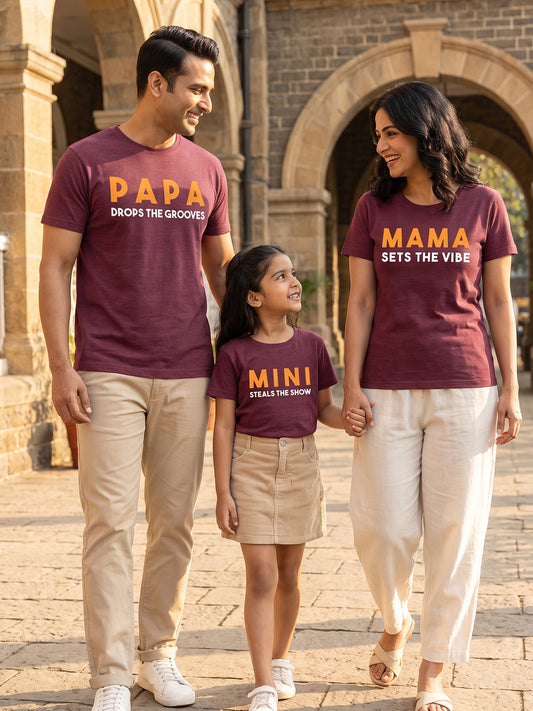 mini & Me Matching T-Shirts – “FAMILY GROOVE” (Pack of 3)
