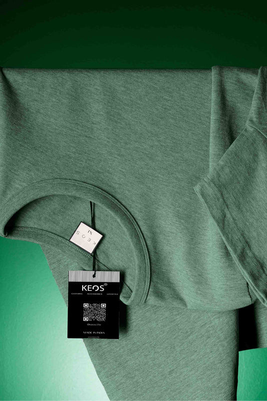 Basic Melange Cotton T-shirt - Green