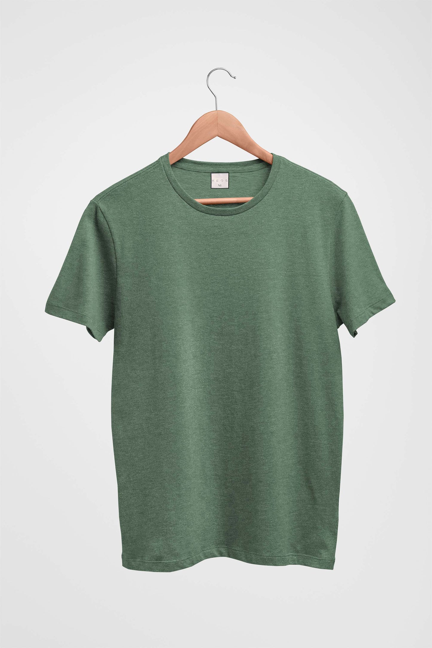 Basic Melange Cotton T-shirt - Green