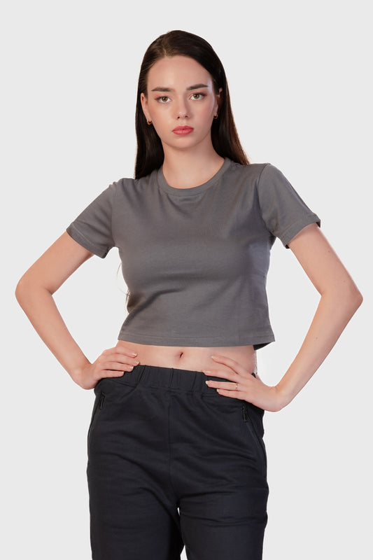 Basic Organic Cotton Crop Top - Grey