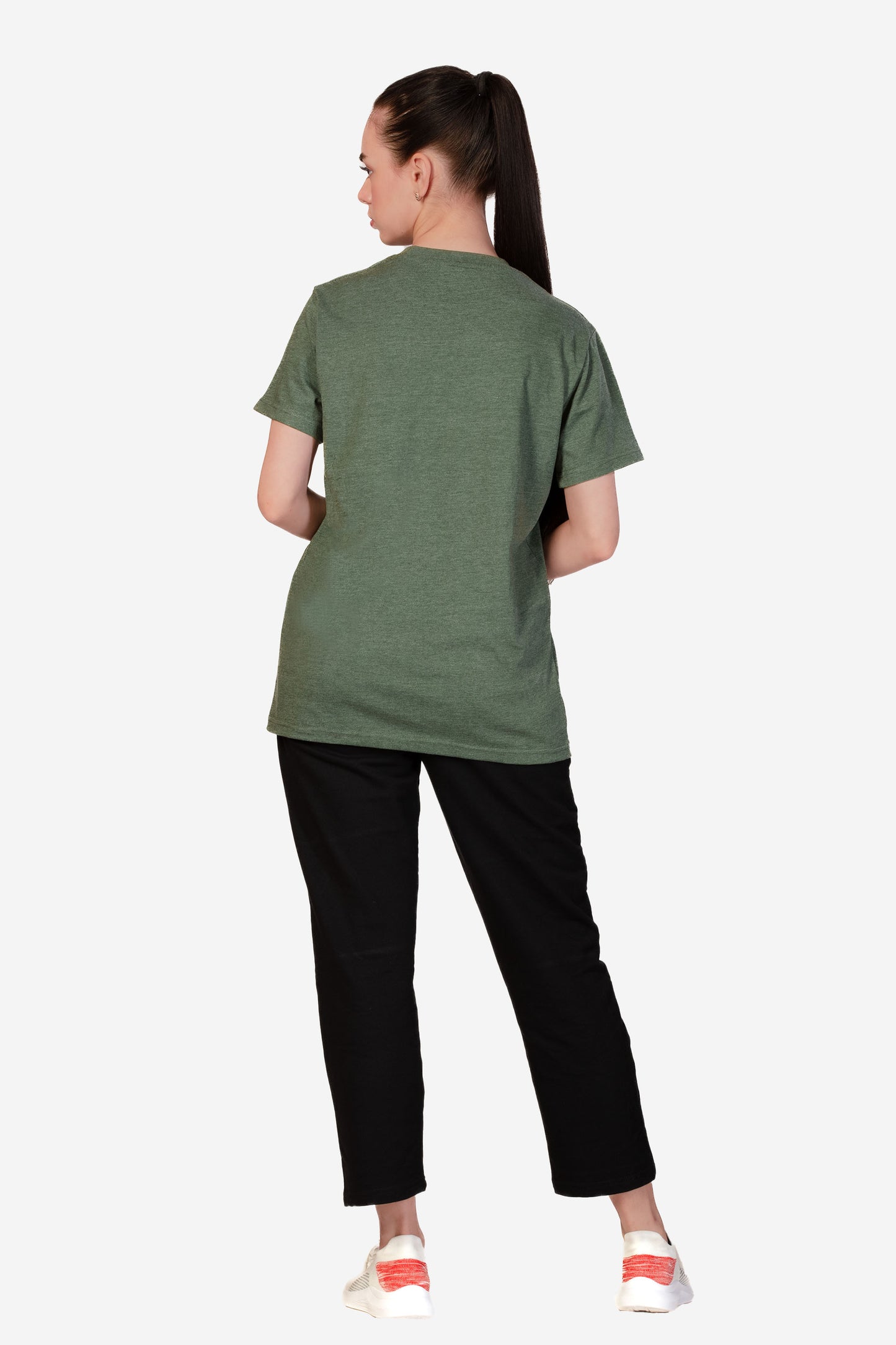 Basic Melange Cotton T-shirt - Green - keos.life