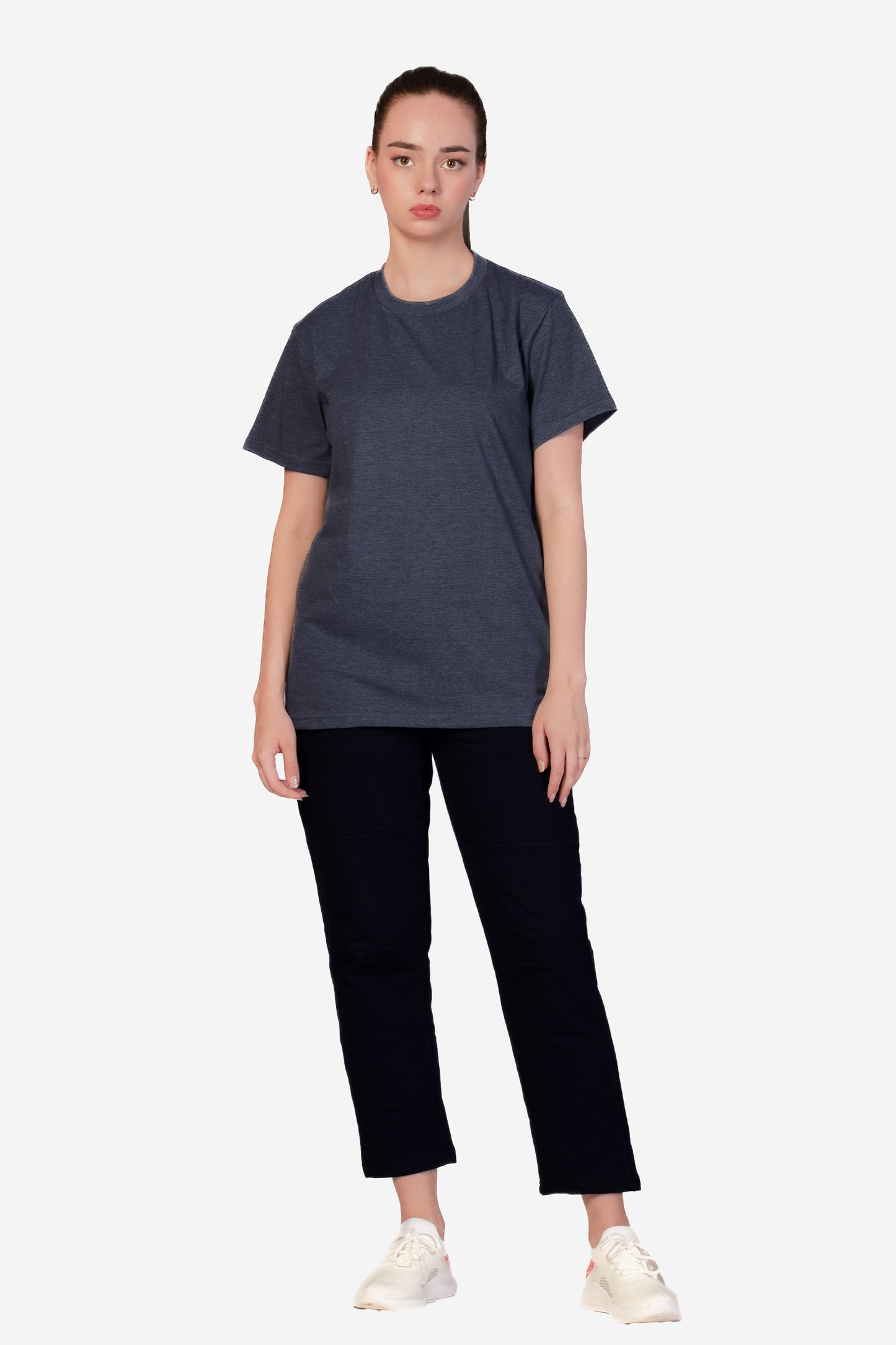 Basic Melange Cotton T-shirt - Navy - keos.life