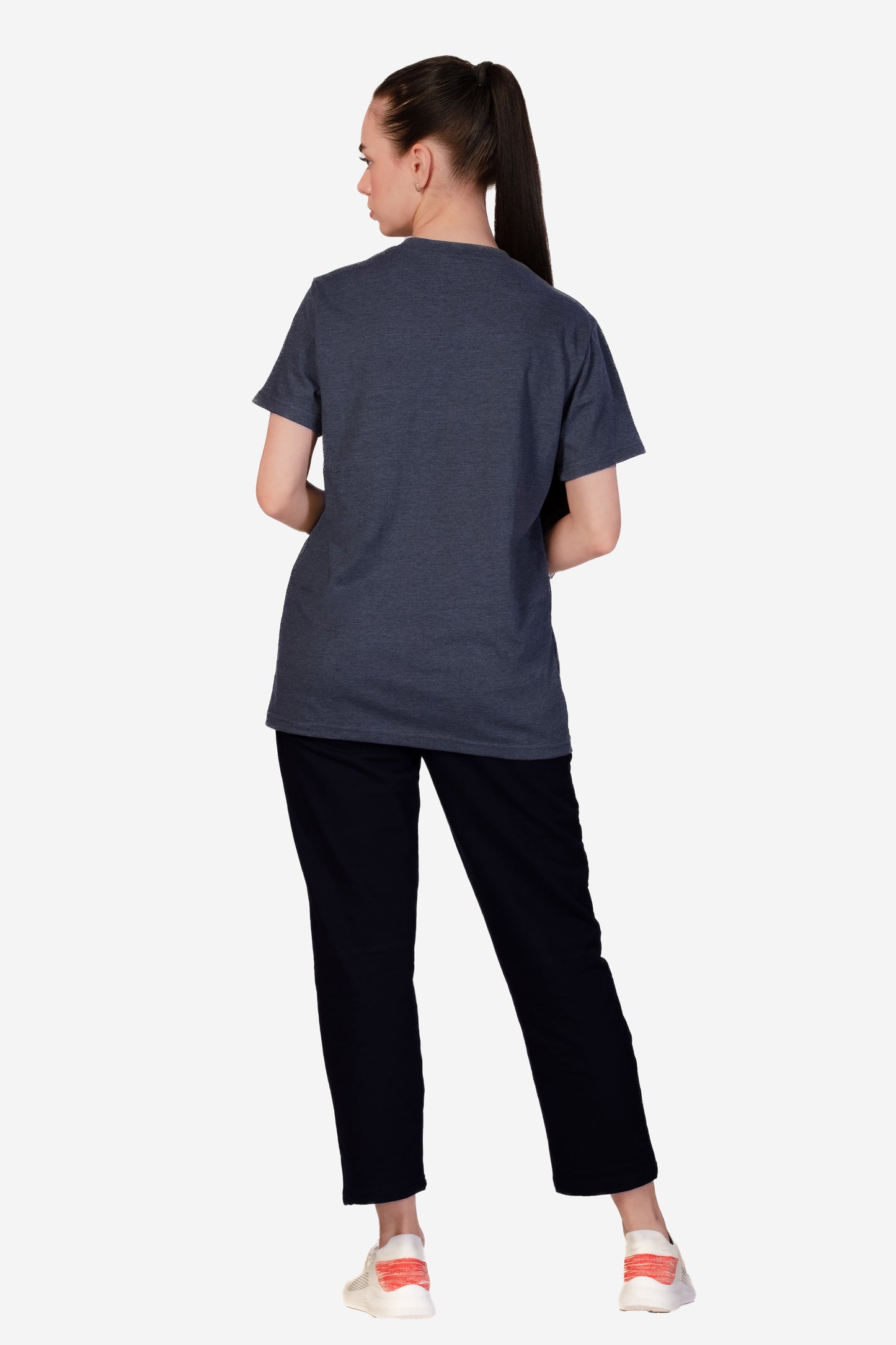 Basic Melange Cotton T-shirt - Navy - keos.life