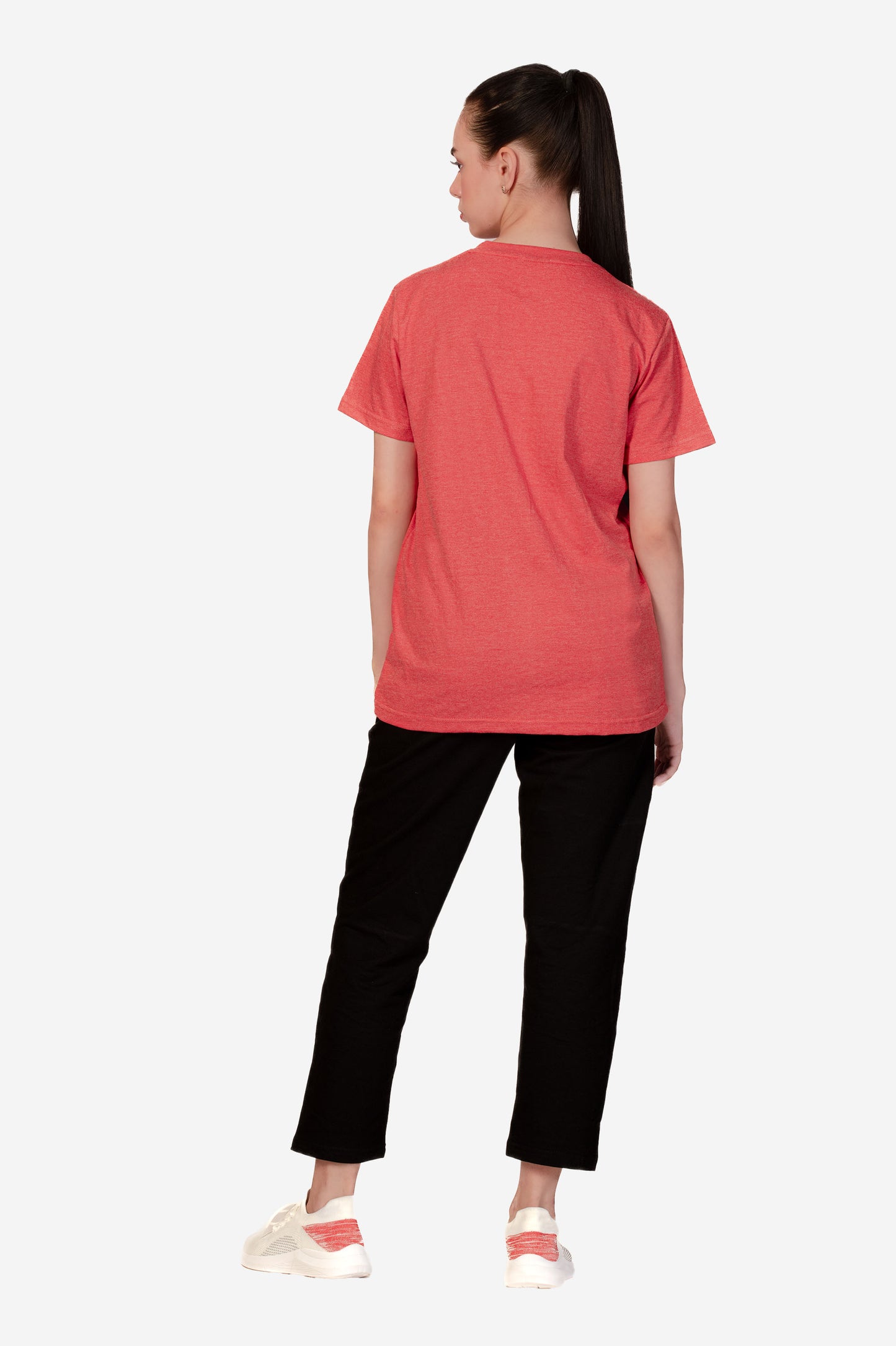 Basic Melange Cotton T-shirt - Salmon - keos.life