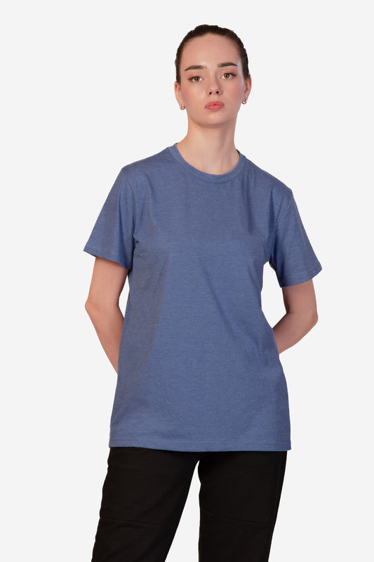 Basic Melange Cotton T-shirt - Sky - keos.life