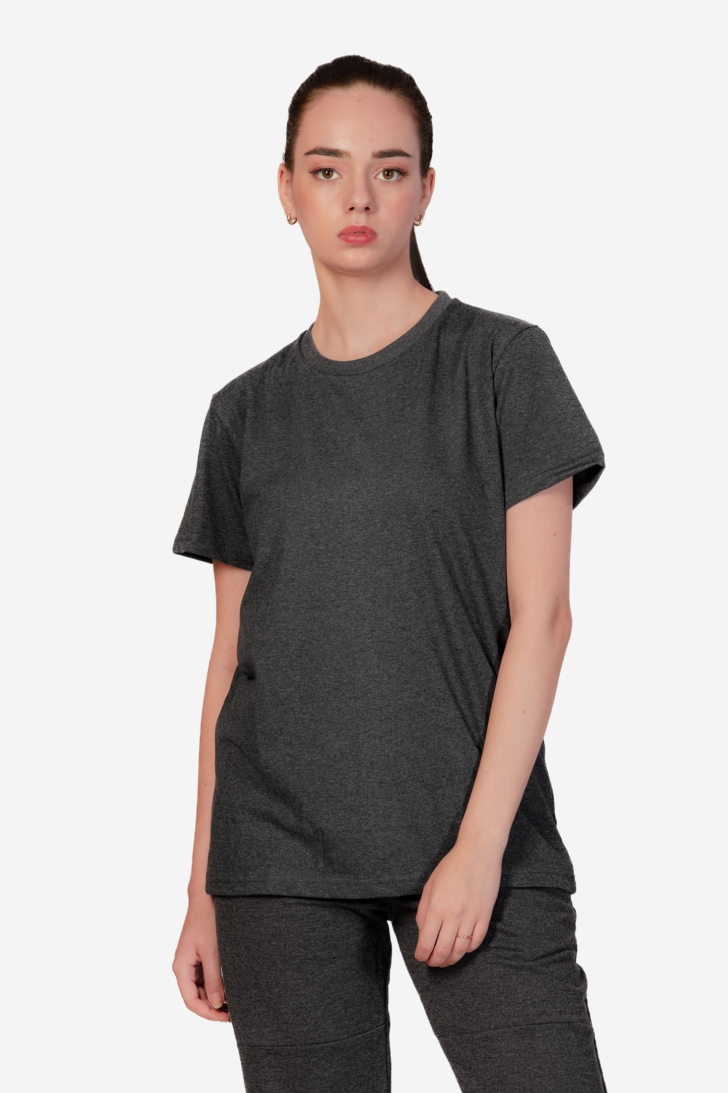 Basic Melange Cotton T-shirt - Grey - keos.life