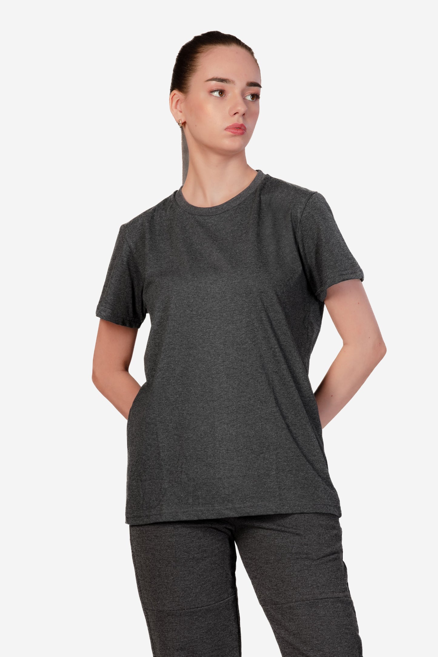 Basic Melange Cotton T-shirt - Grey - keos.life