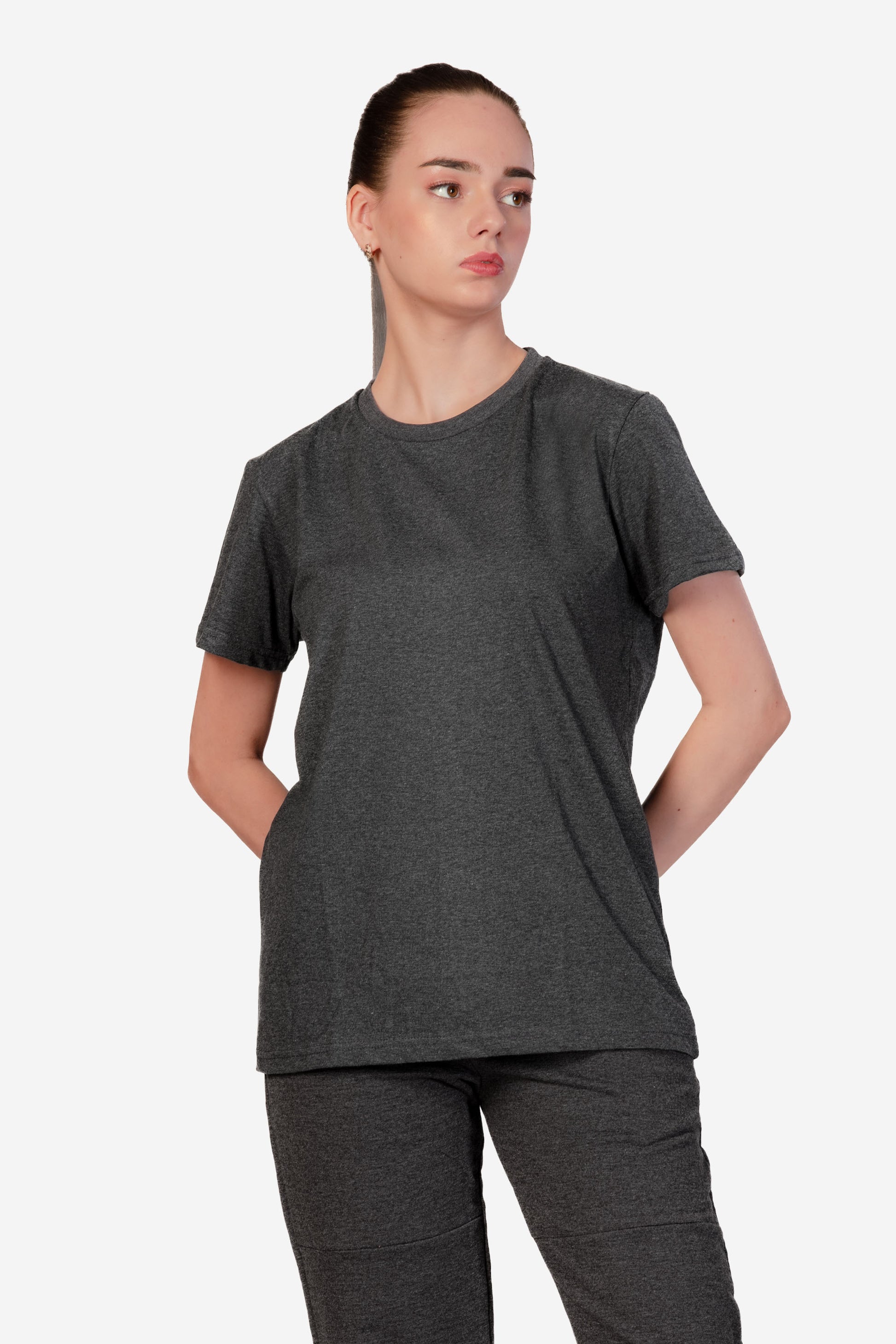 Basic Melange Cotton T-shirt - Grey - keos.life