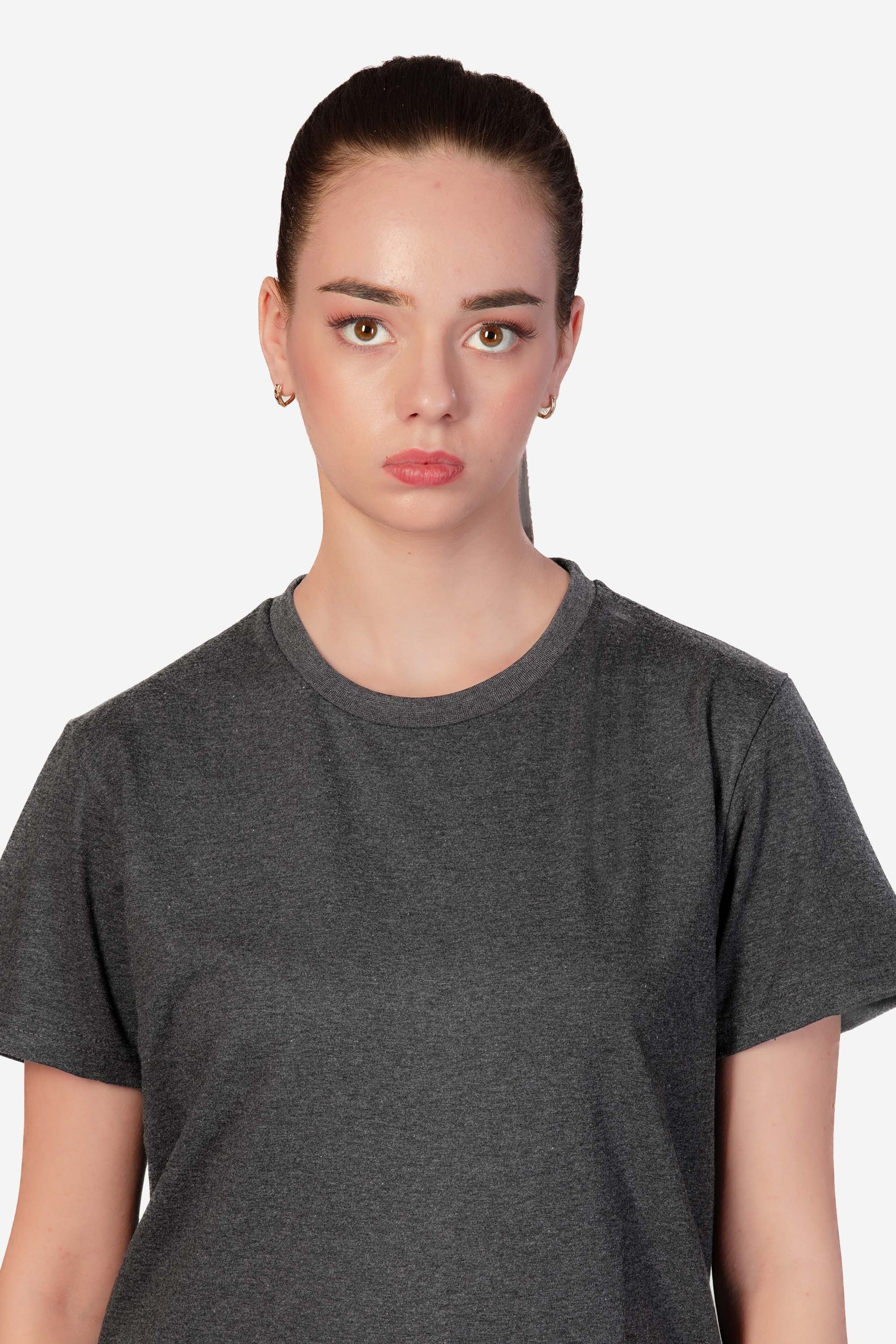 Basic Melange Cotton T-shirt - Grey - keos.life