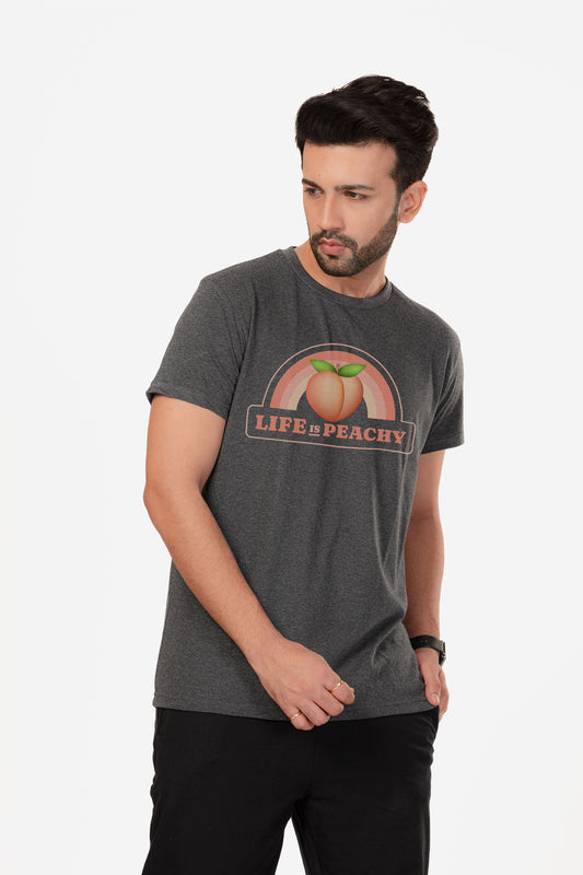 Life Is Peachy - Melange Cotton T-shirt - keos.life