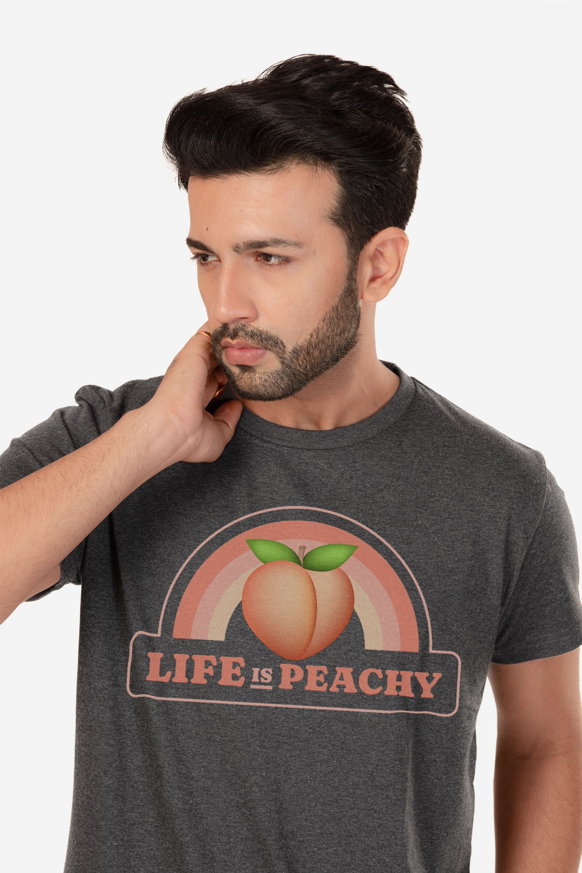 Life Is Peachy - Melange Cotton T-shirt - keos.life