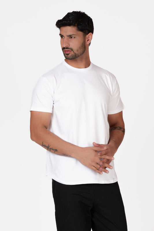 Longline Organic Cotton Essential T-shirt- White - keos.life
