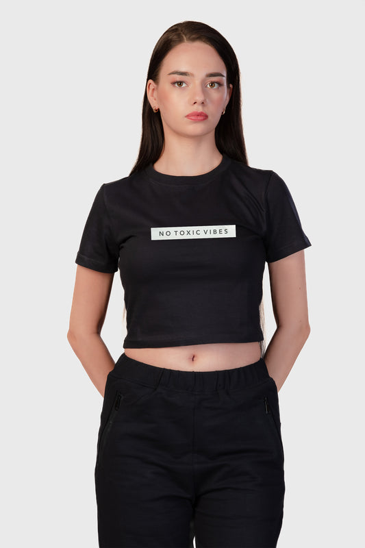 No Toxic Vibes Organic Cotton Crop Top - keos.life