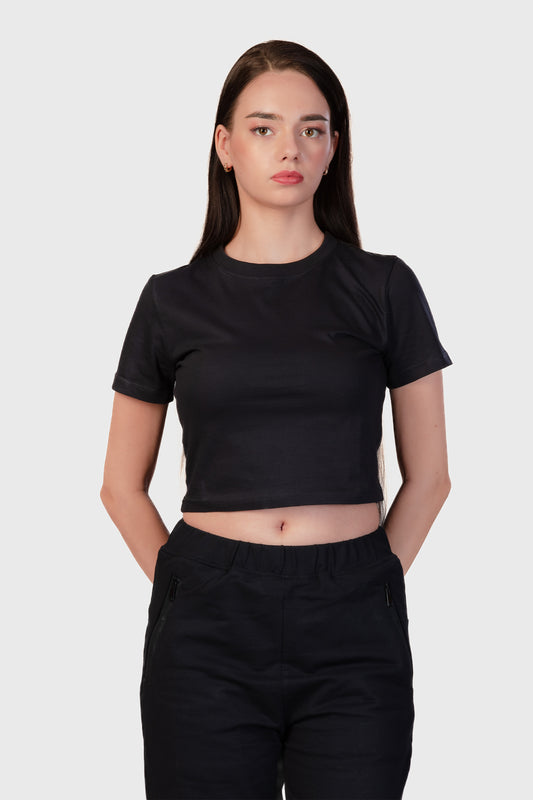 Basic Organic Cotton Crop Top - Black