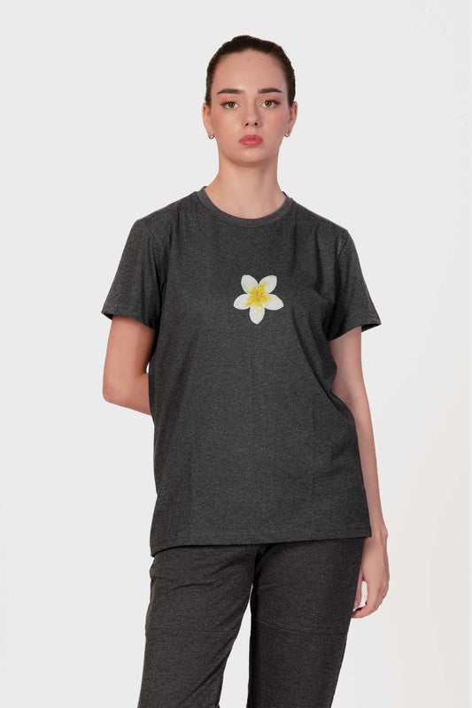 Plumeria - Melange Cotton T-shirt - keos.life