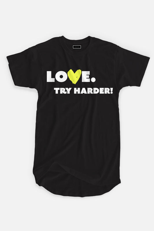 Love. Try Harder! Organic Longline Cotton T-shirt - keos.life