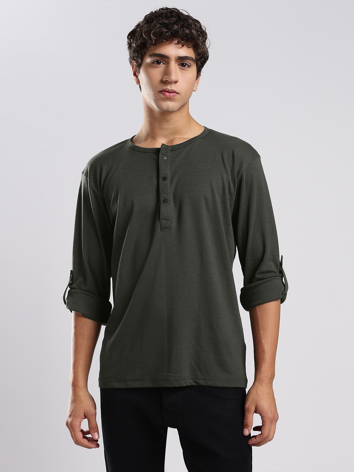 Men's Henley Shirt - Lunar Green