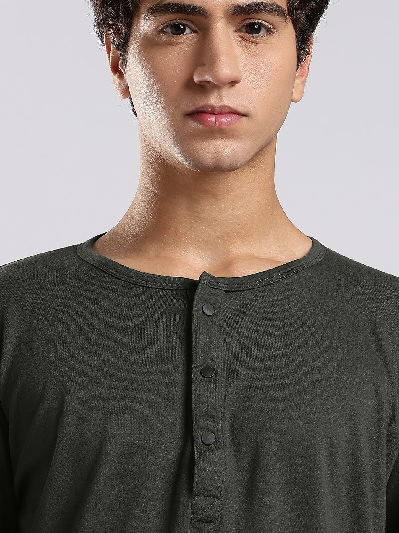 Men's Henley Shirt - Lunar Green