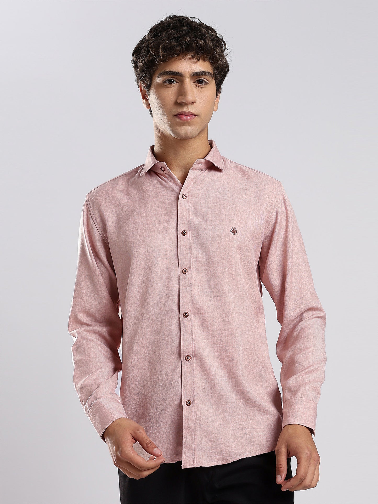 Men's Mauve Pink Cotton Blended Shirt