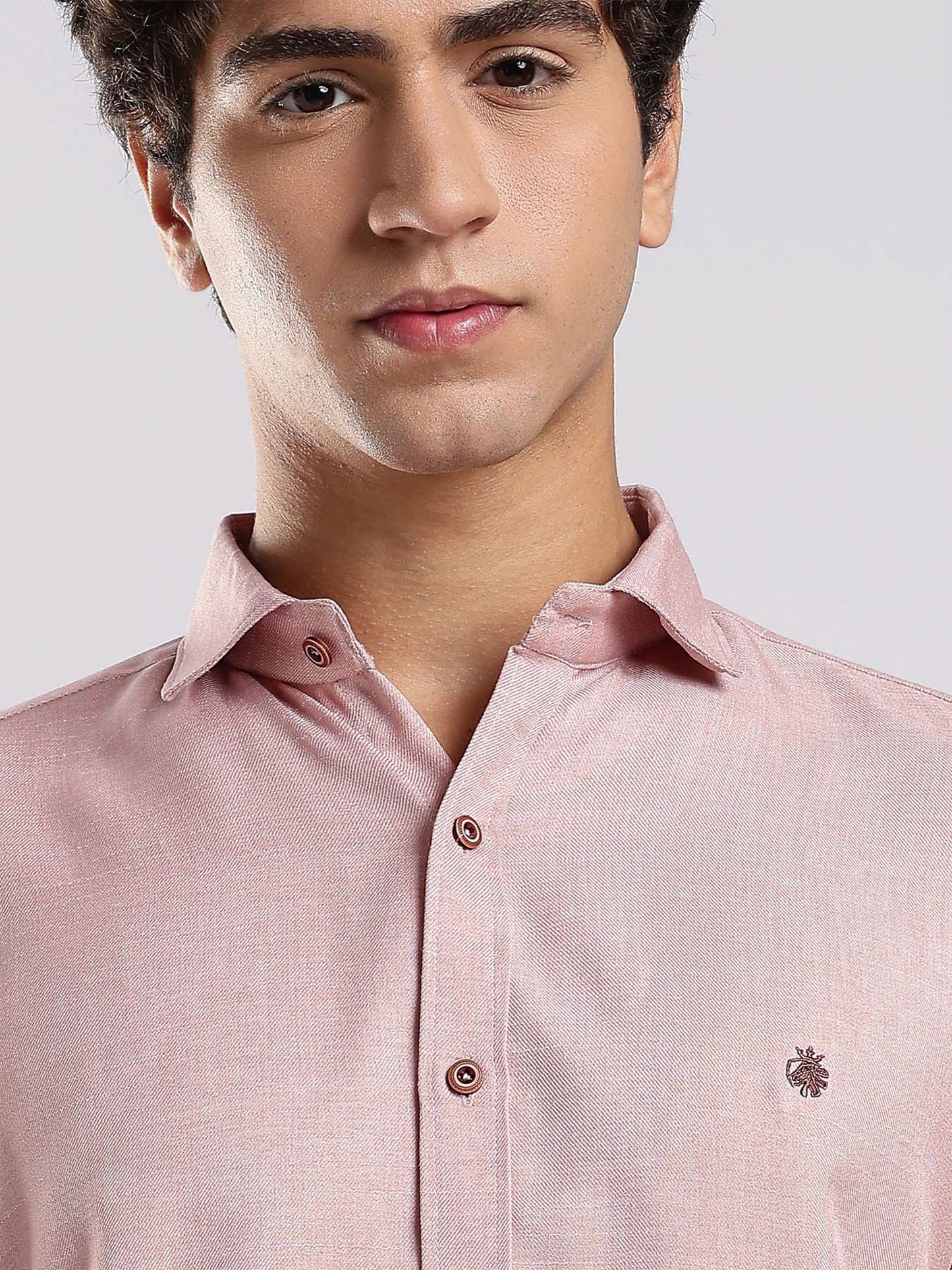 Men's Mauve Pink Cotton Blended Shirt