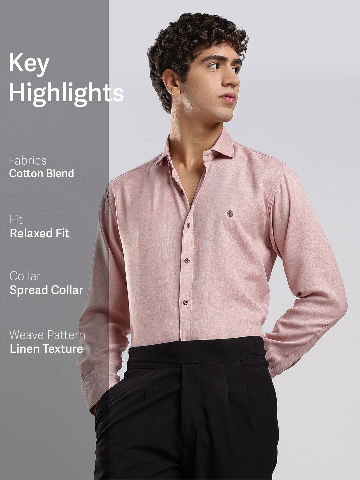 Men's Mauve Pink Cotton Blended Shirt