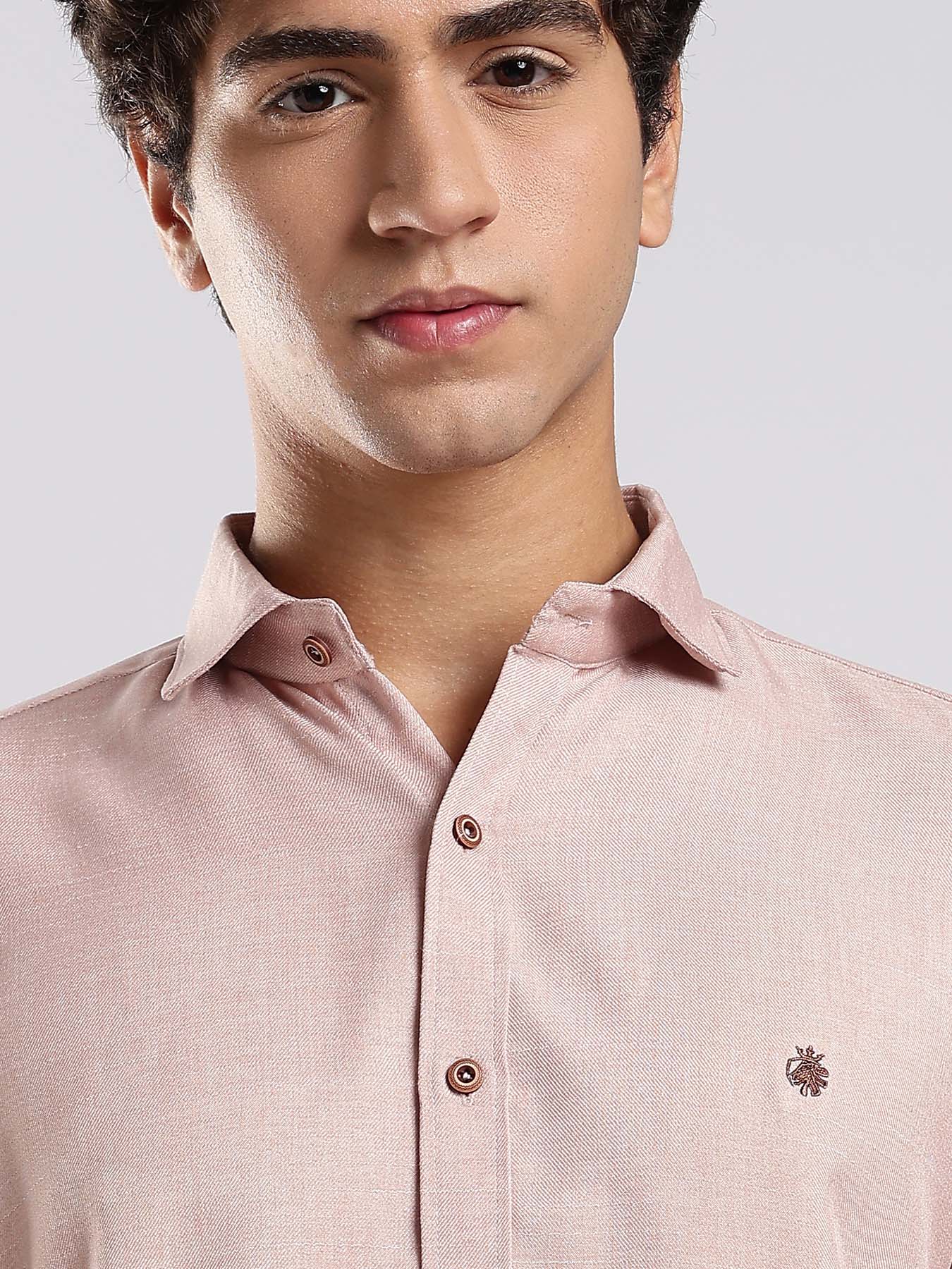 Mauve Pink Cotton Blended Casual Shirt