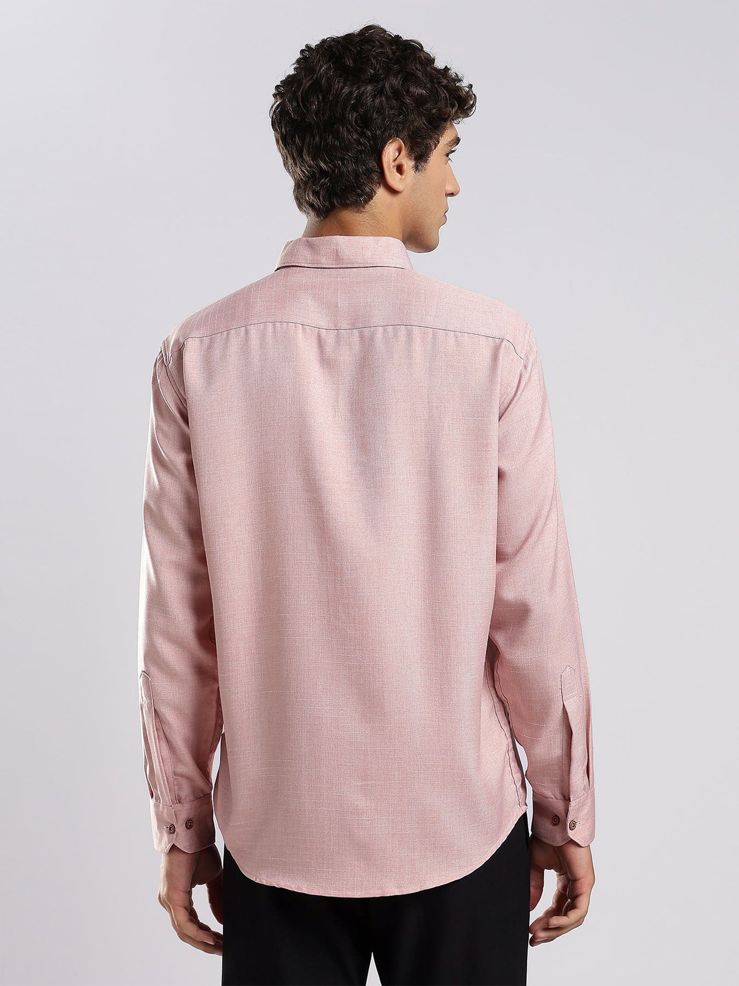Men's Mauve Pink Cotton Blended Shirt
