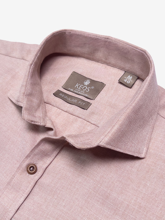 Mauve Pink Cotton Blended Casual Shirt