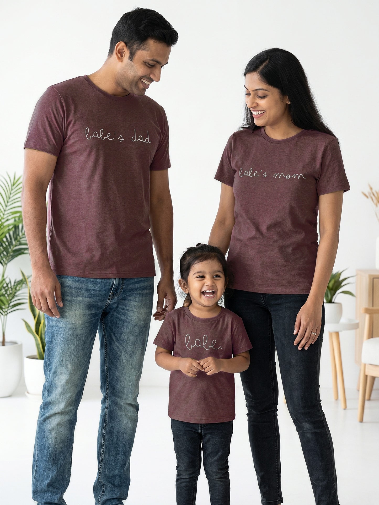 Keos matching graphic t-shirts for parents and daughter.
