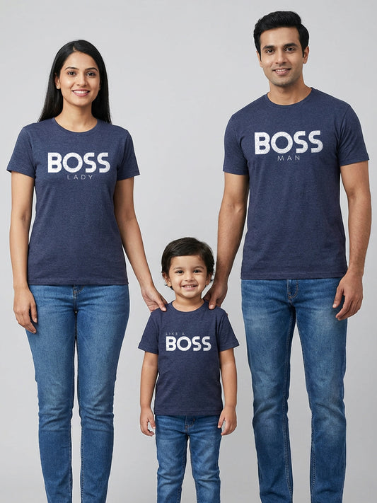 mini & Me Matching T-Shirts – “Boss Family” (Pack of 3)
