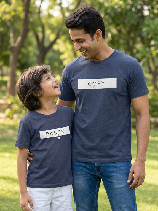 Matching graphic t-shirts for father and son from Keos for family moments like these. Shop online now.