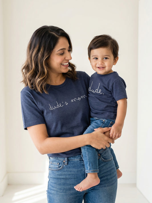 Matching graphic t-shirts for mom and son by Keos India