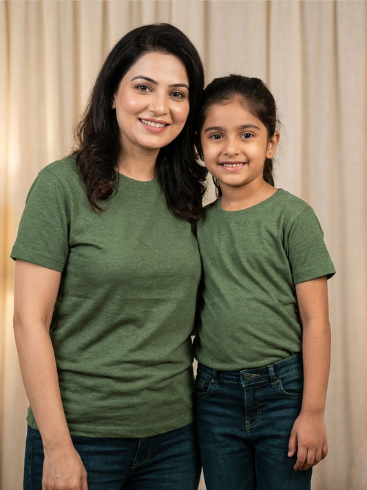 mini & Me Matching T-Shirts – “Basic Green Combo” (Pack of 2)