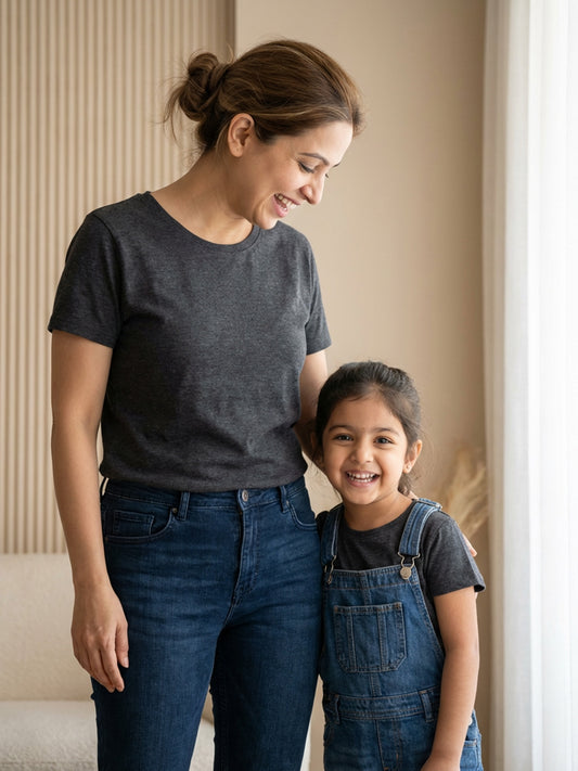 mini & Me Matching T-Shirts – “Basic Grey Combo” (Pack of 2)