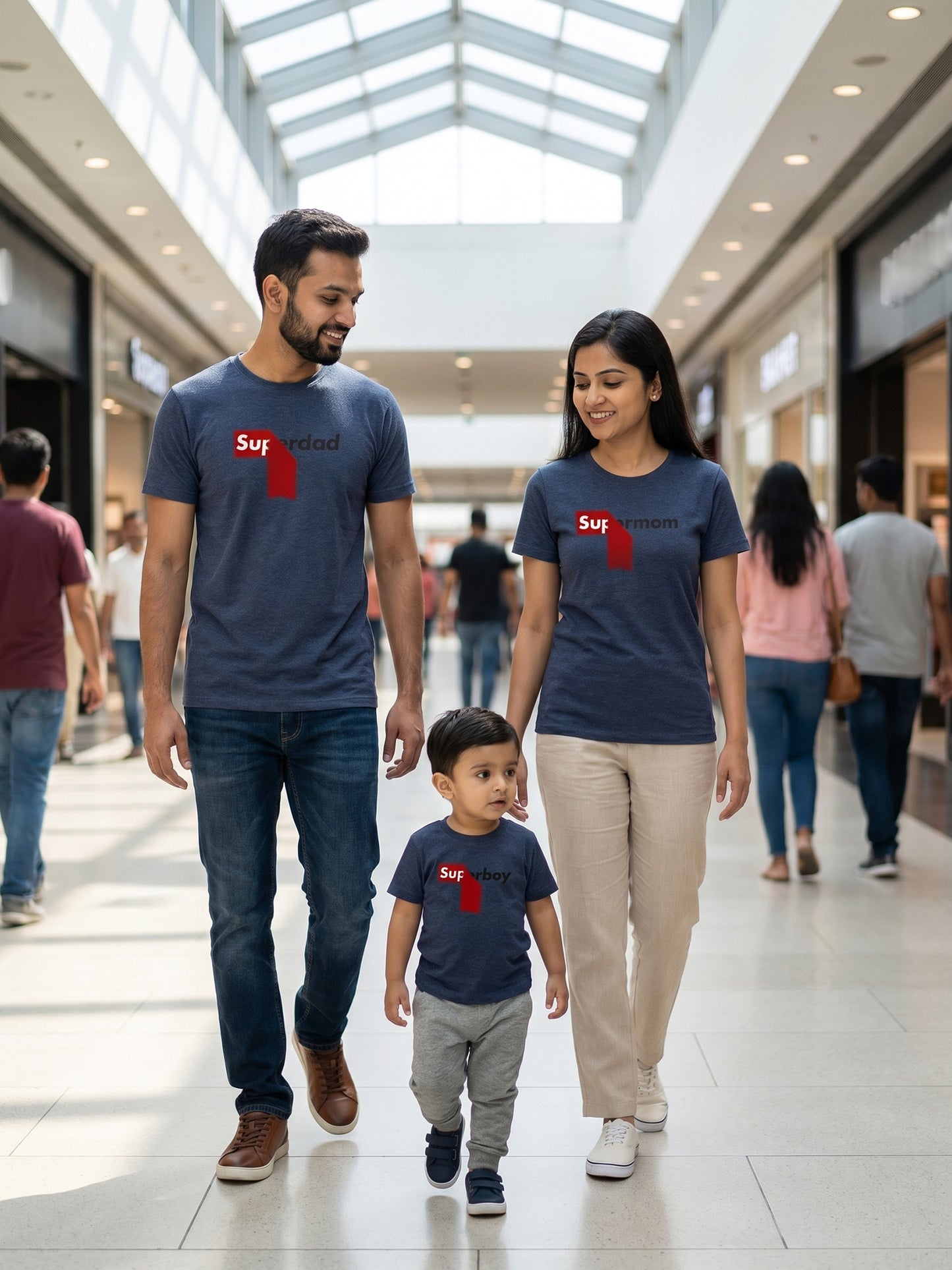 mini & Me Matching T-Shirts – “Super Boy's Family” (Pack of 3)