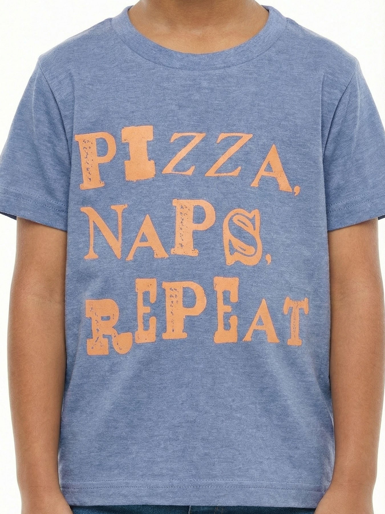 mini Graphic Cotton T-shirt - Pizza, Naps, Repeat