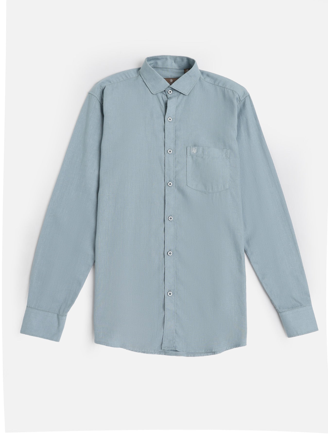 Misty Blue European Linen Blended Shirt