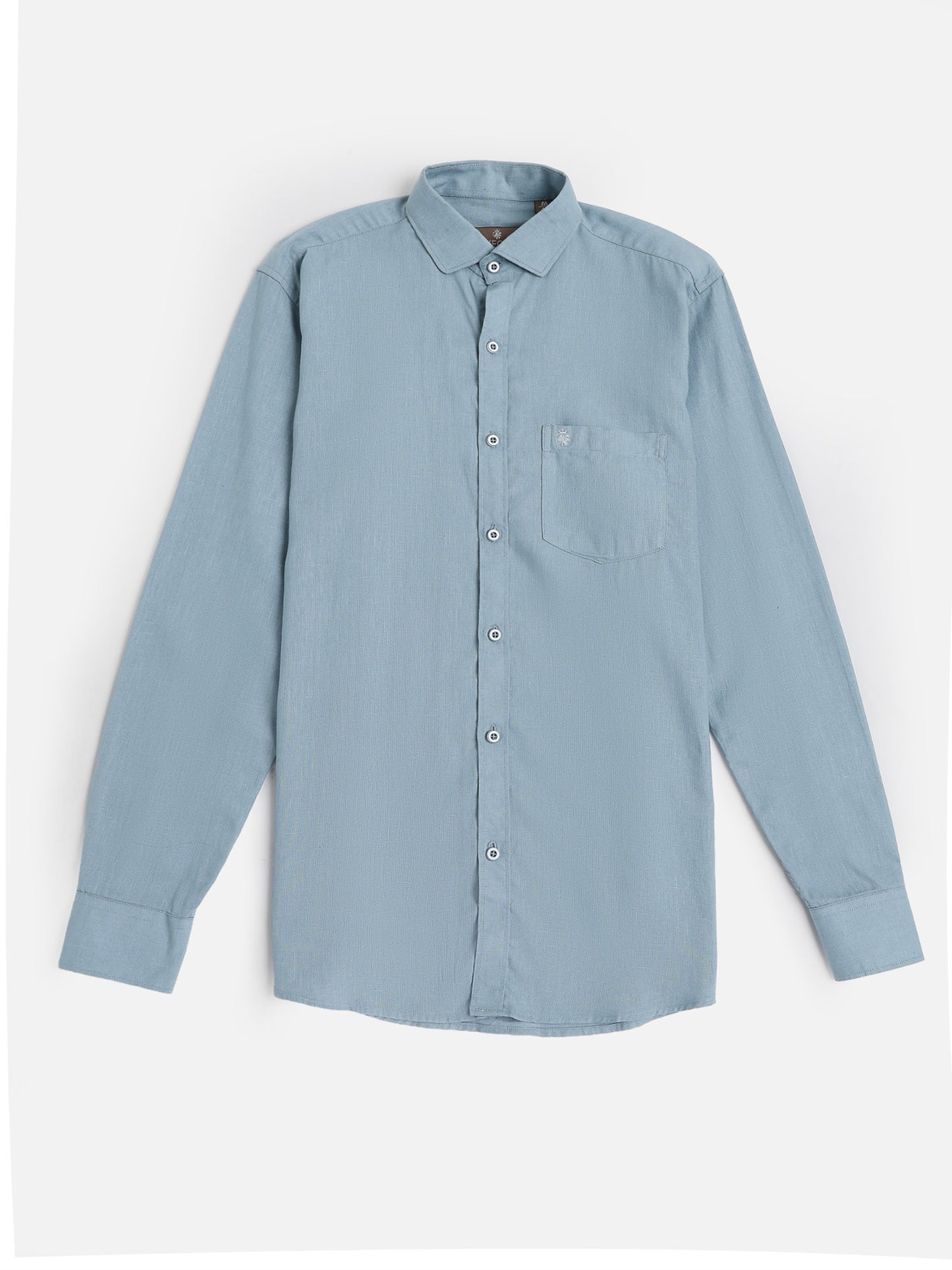 Men's Misty Blue European Linen Shirt