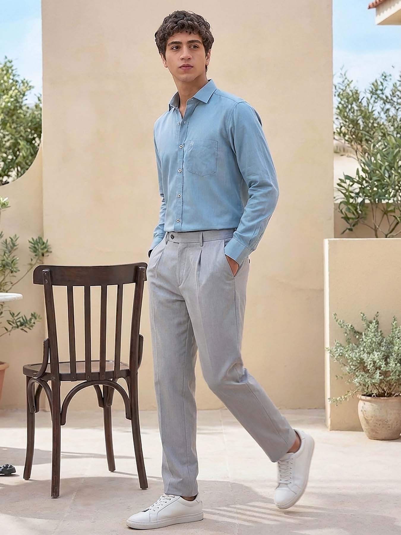 Misty Blue European Linen Shirt