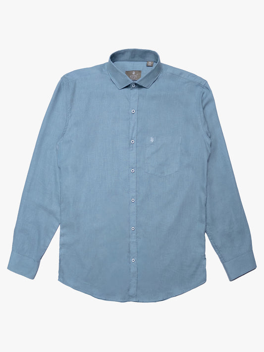 Misty Blue European Linen Blended Shirt