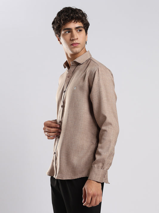 Mocha Cotton Blended Men's Casual Shirt