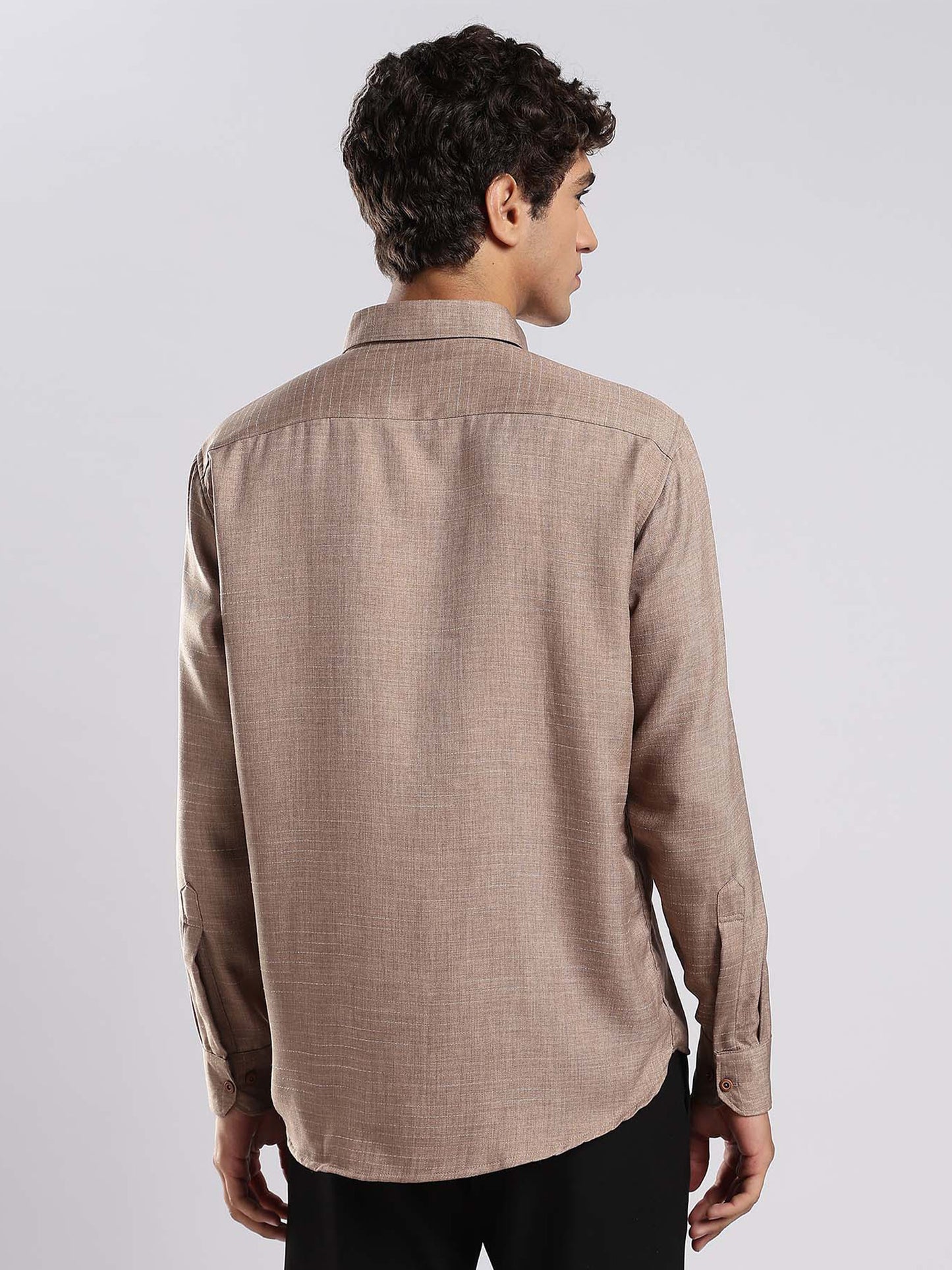 Mocha Cotton Blended Men's Casual Shirt