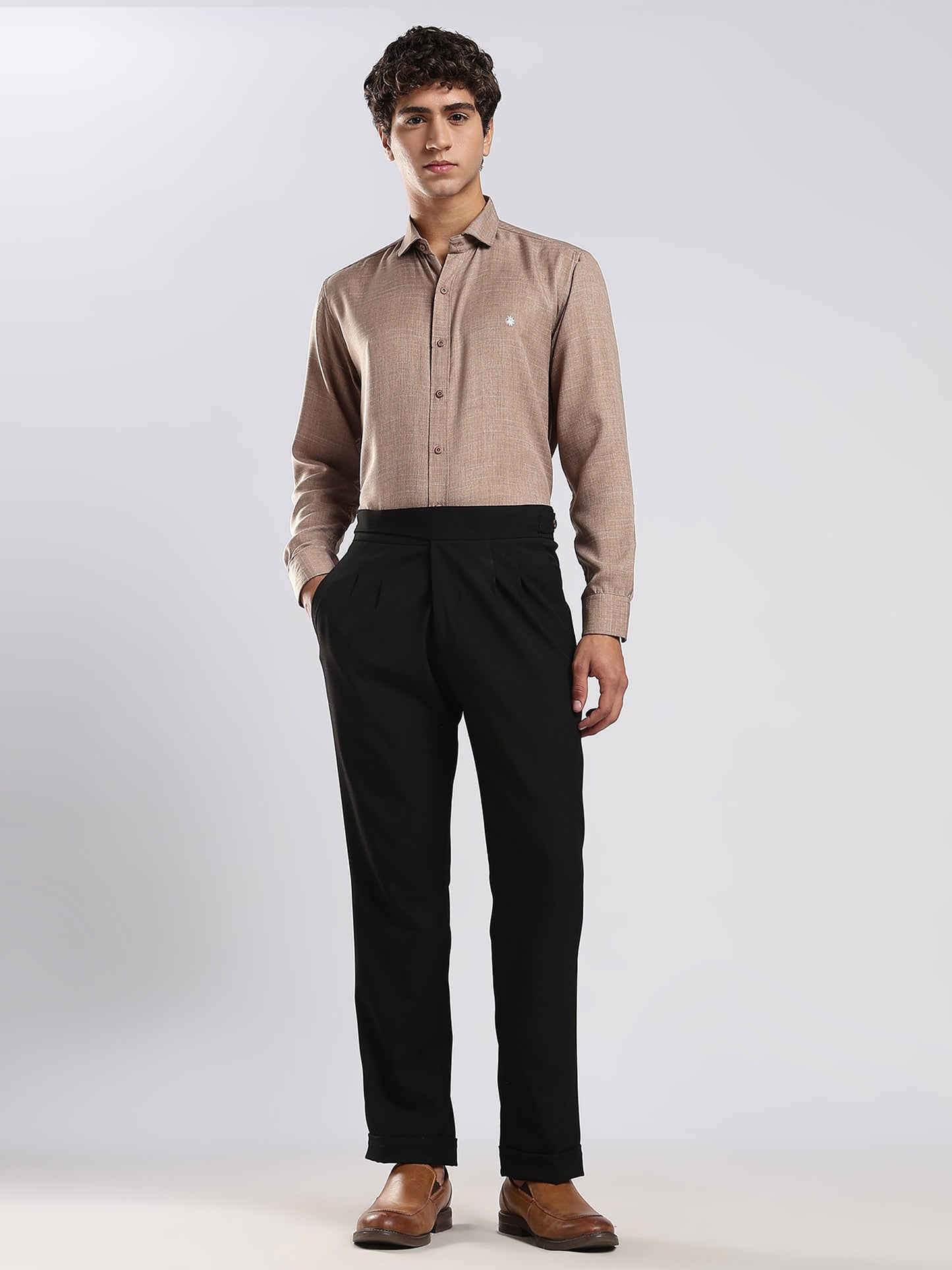 Mocha Cotton Blended Men's Casual Shirt