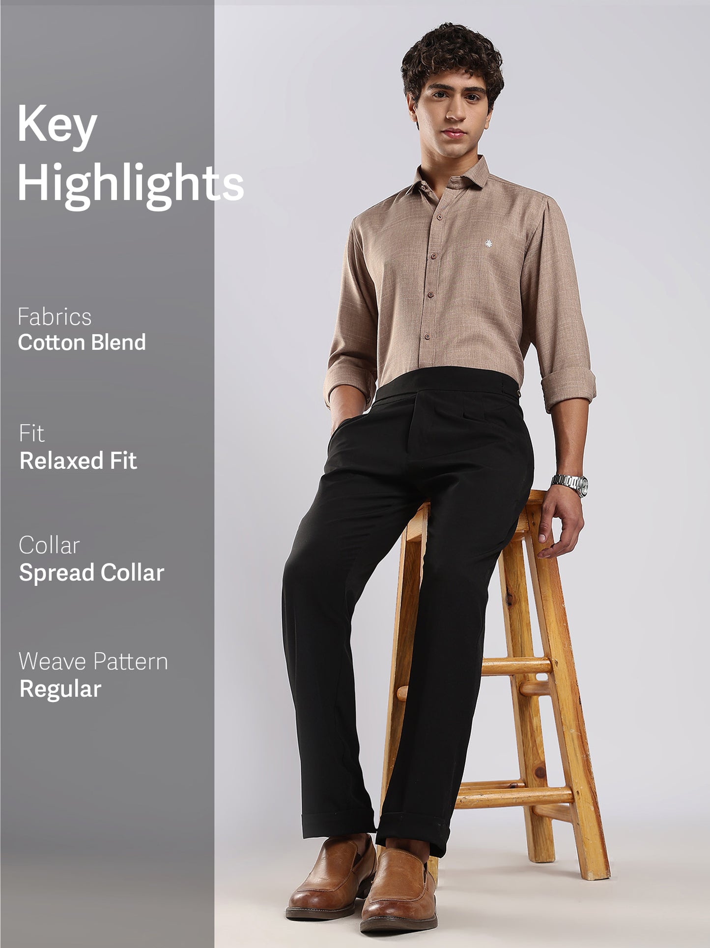 Mocha Cotton Blended Men's Casual Shirt