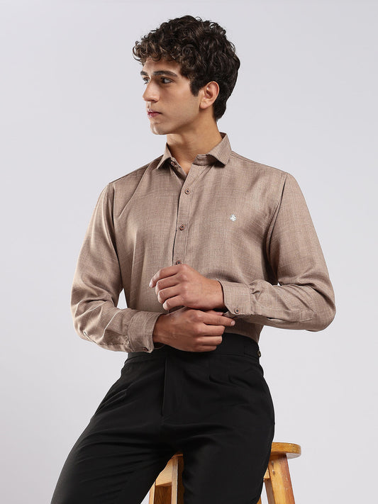 Mocha Cotton Blended Casual Shirt