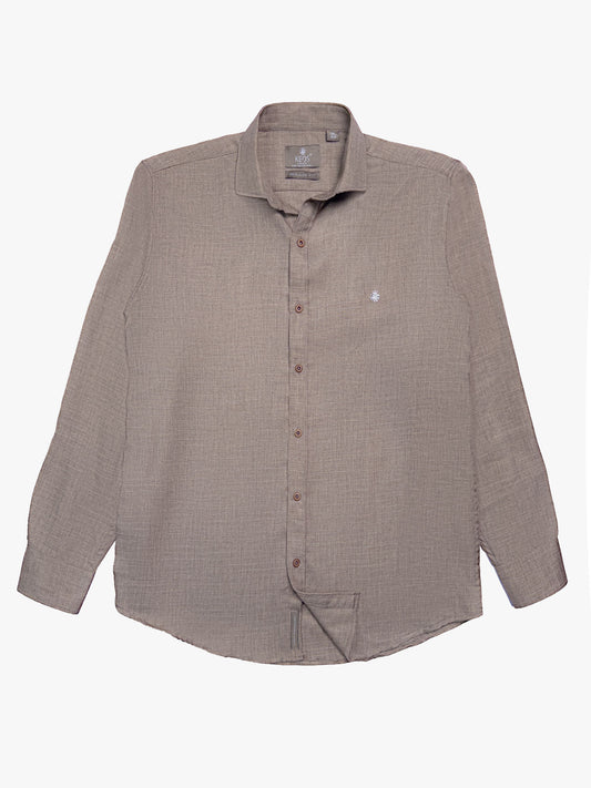 Mocha Cotton Blended Casual Shirt
