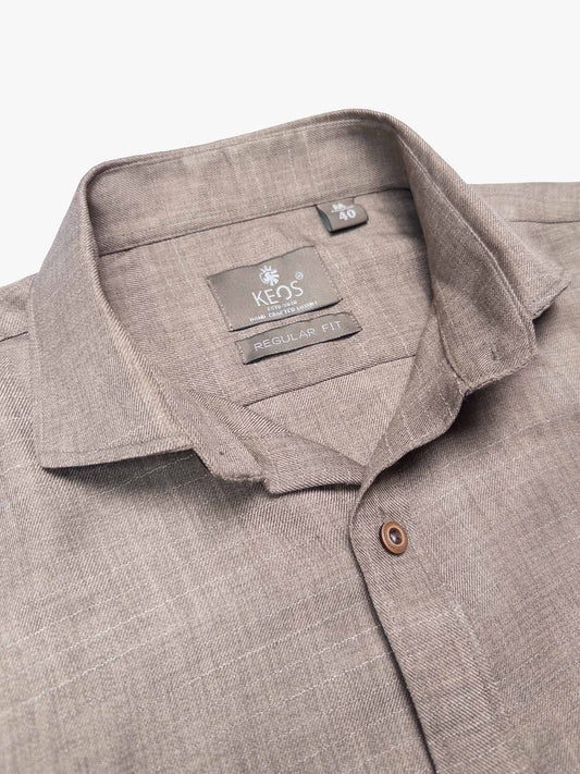 Mocha Cotton Blended Casual Shirt
